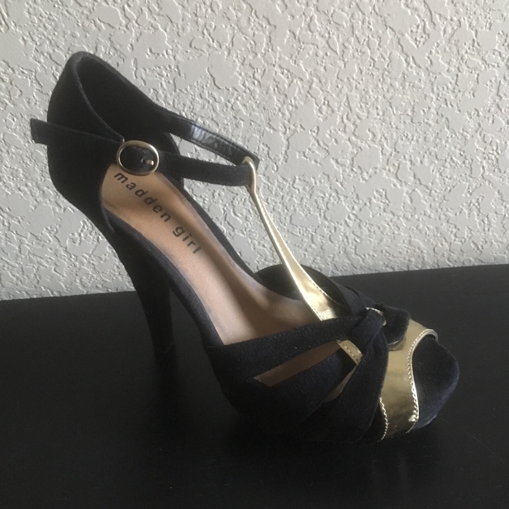 Madden Girl Velvet T-Strap High Heels